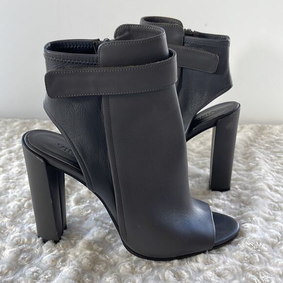 Vince Leather Ankle Boots Peep-Toes Gray Size 10M - Picture 6 of 14